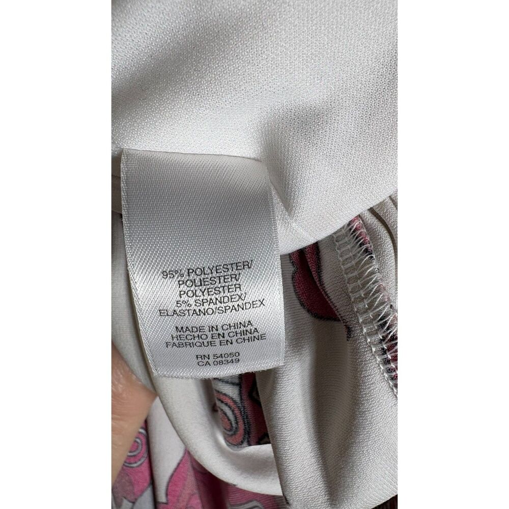 Evan Picone Draped Pleated Waist V-Neck Halter White Floral Paisley Dress Size 4 - Picture 11 of 12